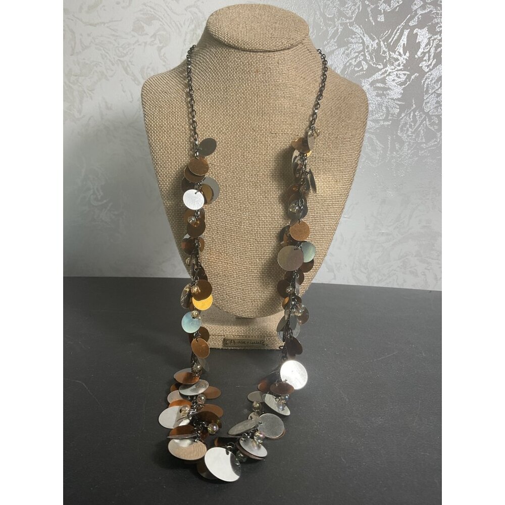 Multi-Color Disc Necklace With Chain & Beads